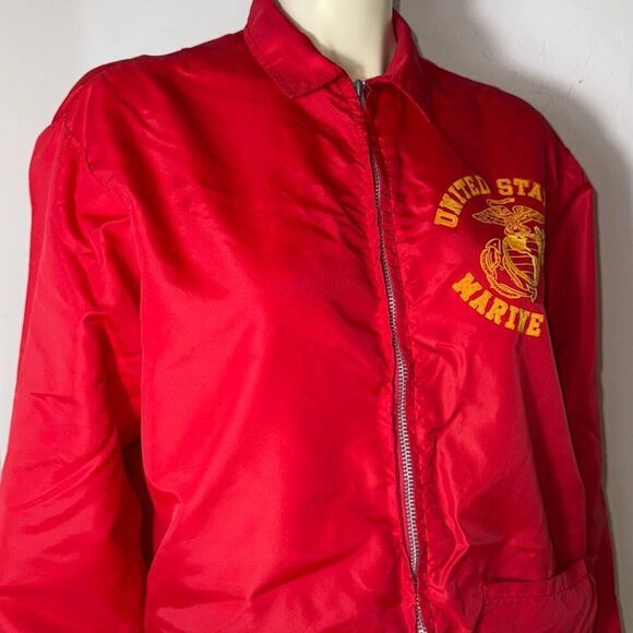 Vintage Marine Corp Jacket Medium 70s Artex USMC Red Military Lightweight Nylon - Picture 13 of 16